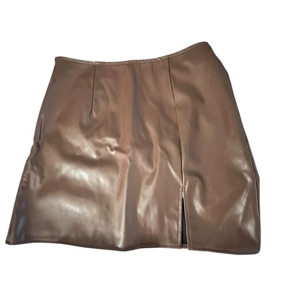 Brown and Black pleather Skirt Set - Picture 2 of 7